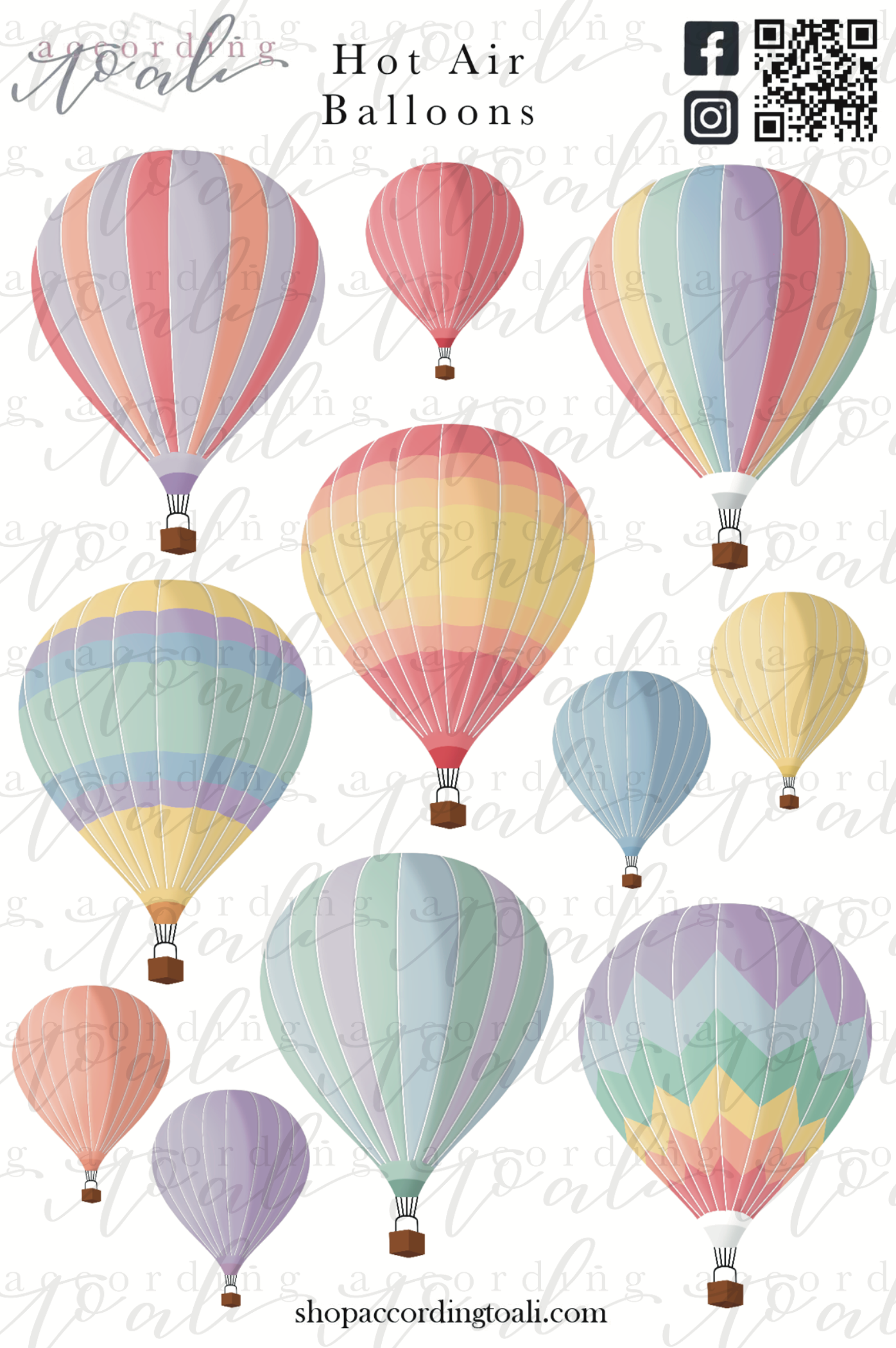 Hot Air Balloon Stickers Cute Washi Sticker Set Balloons Travel