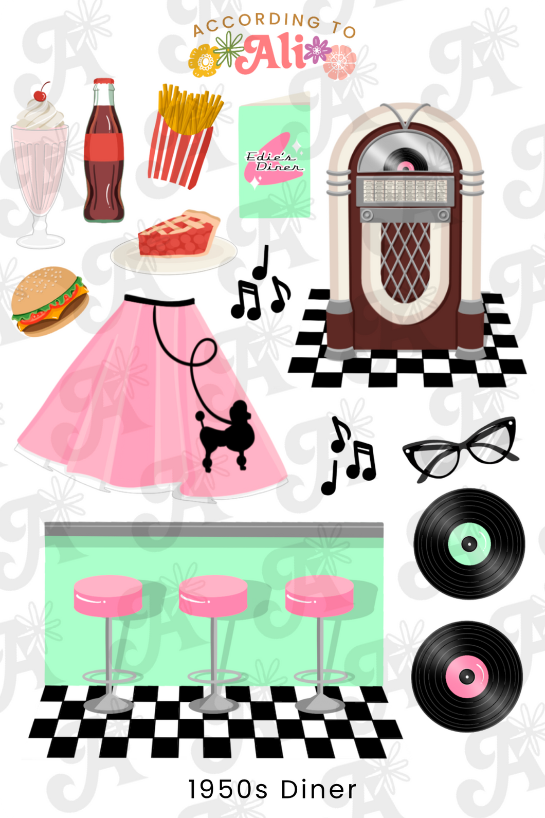 1950s Diner Sticker Sheet