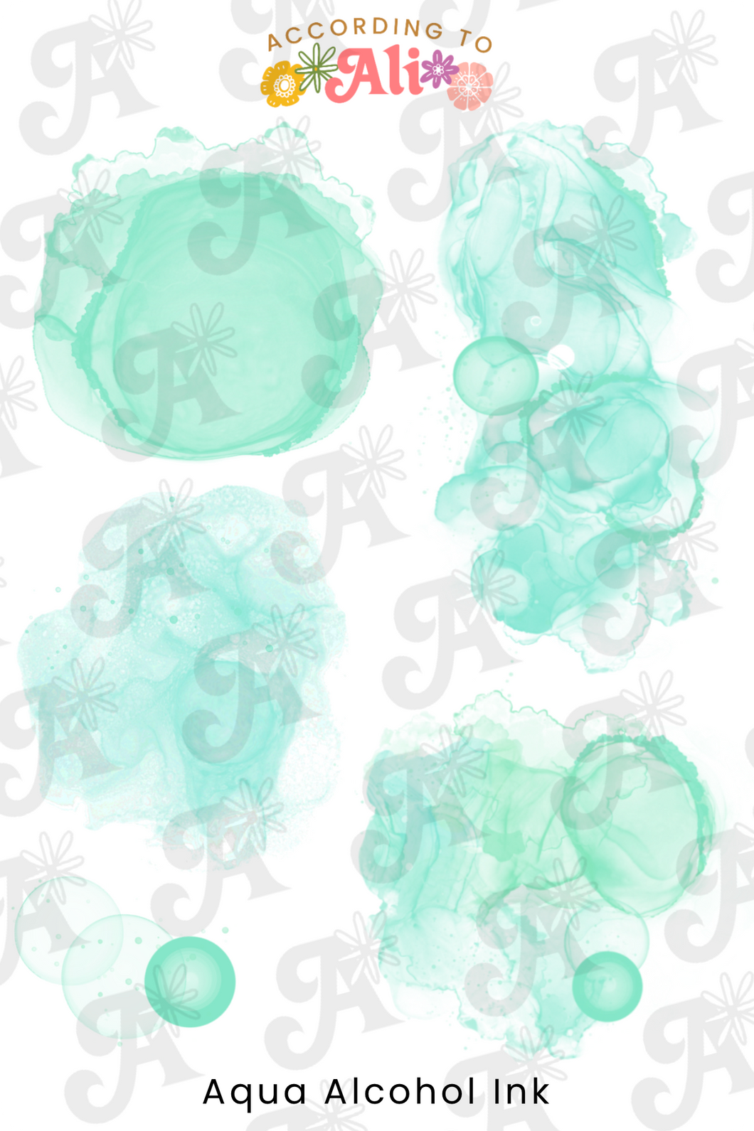 Aqua Alcohol Ink Sticker Sheet