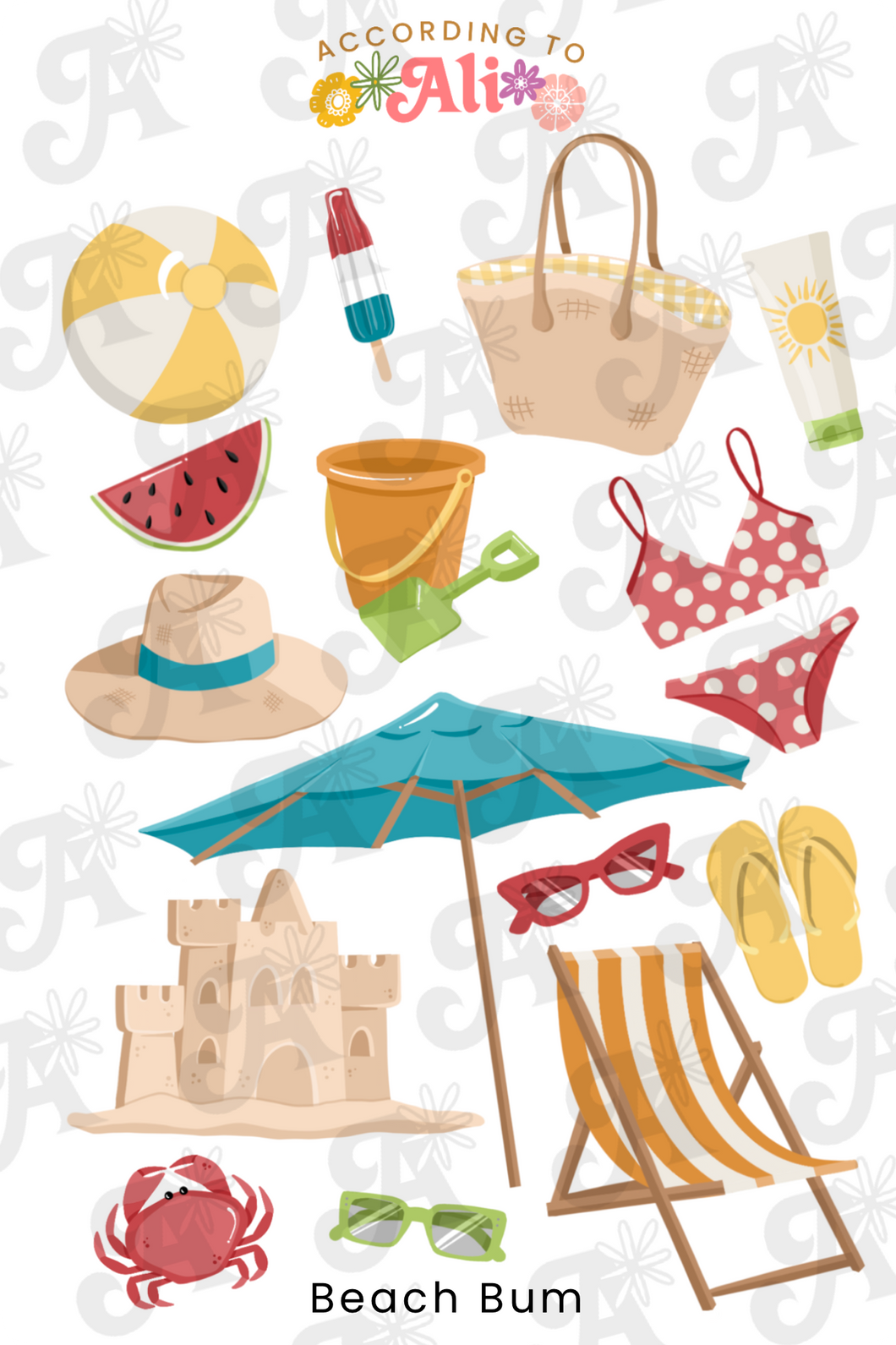 Beach Bum Sticker Sheet