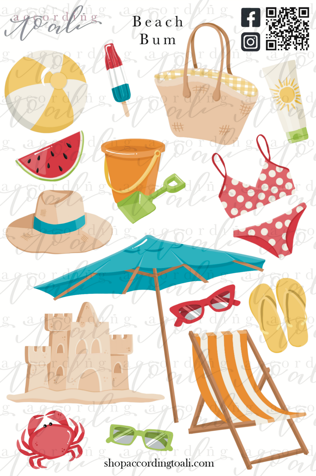 Beach Bum Sticker Sheet