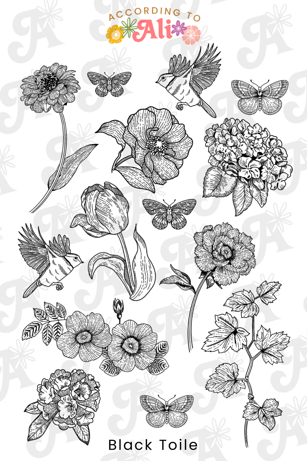 Black Toile Sticker Sheet