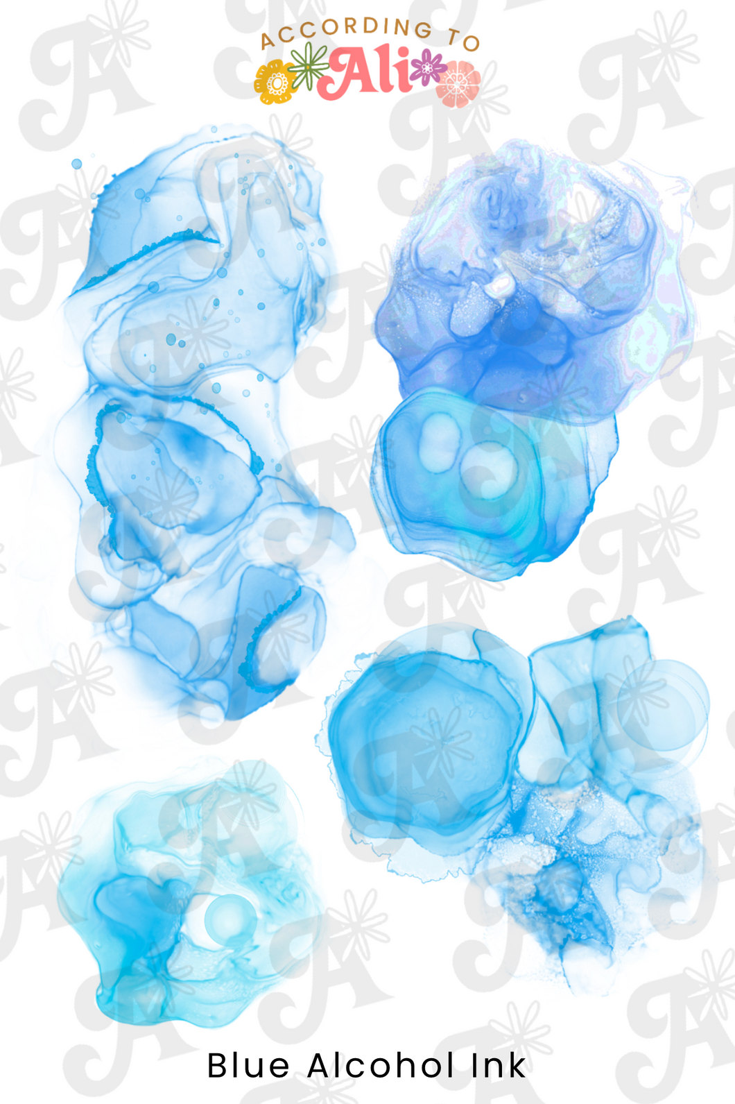 Blue Alcohol Ink Sticker Sheet