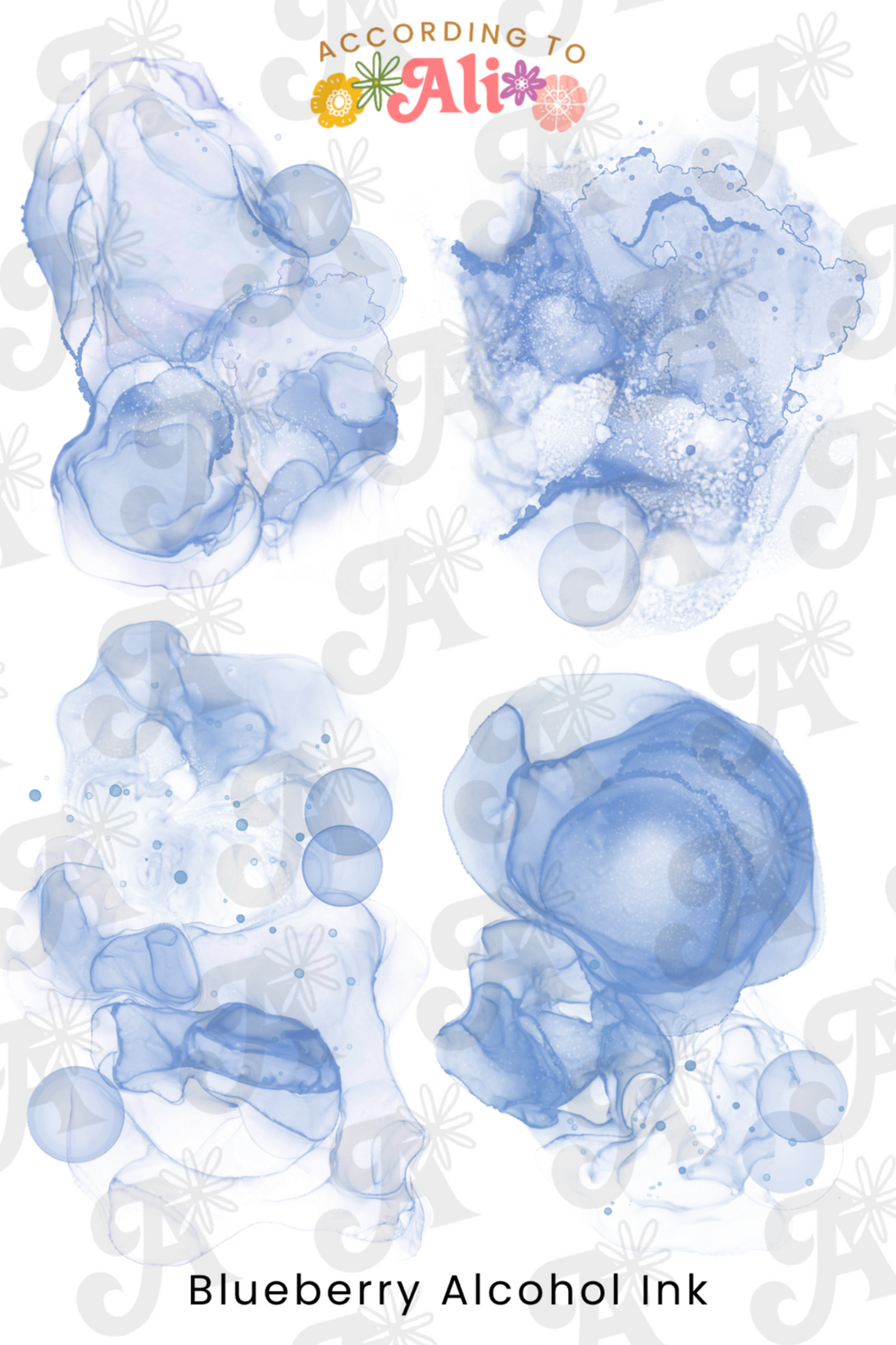 Blueberry Alcohol Ink Sticker Sheet