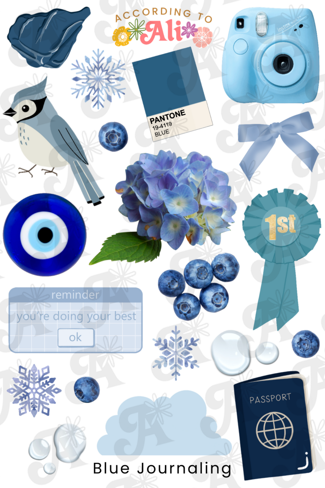 Blue Journaling Sticker Sheet