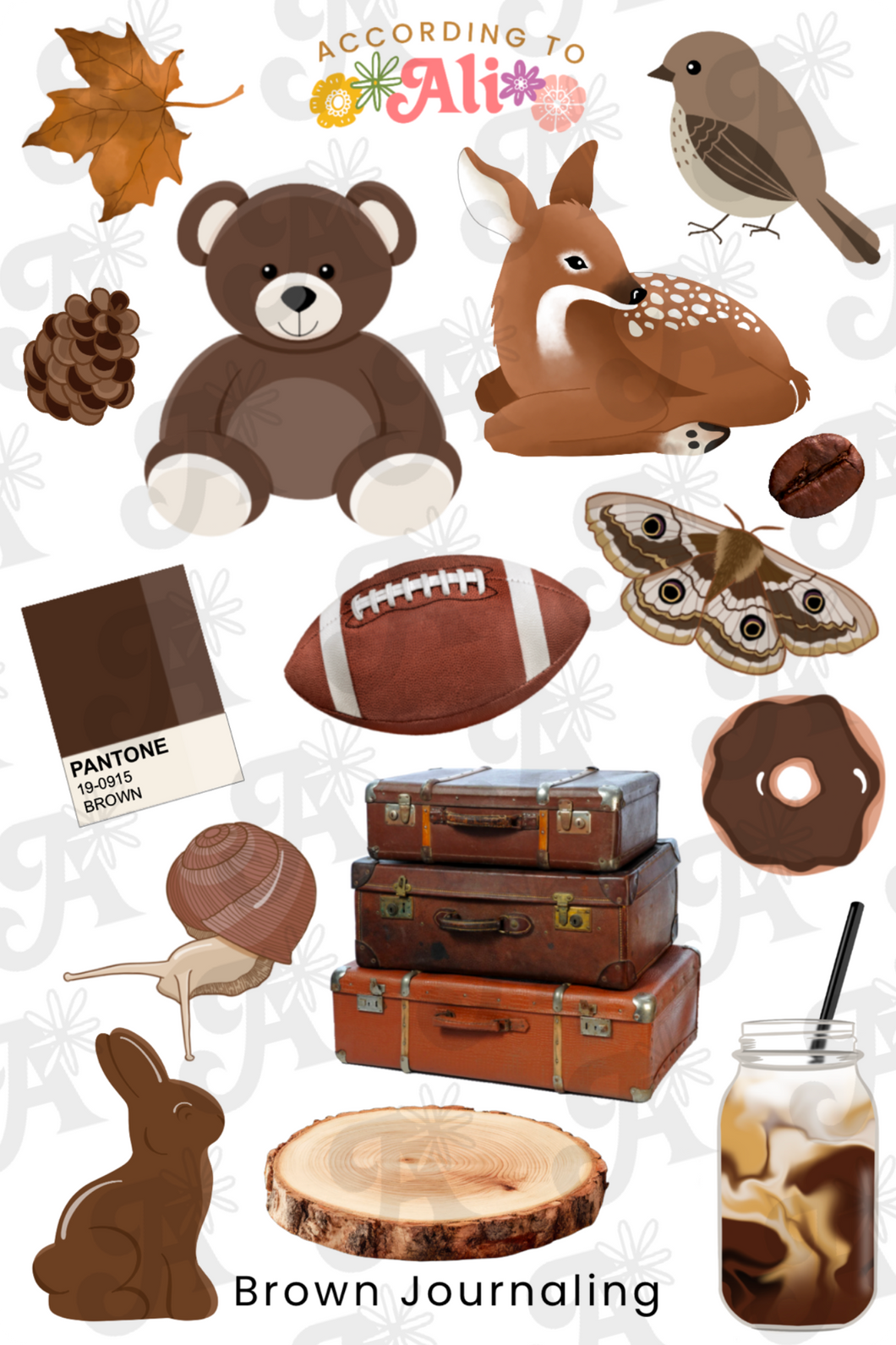 Brown Journaling Sticker Sheet
