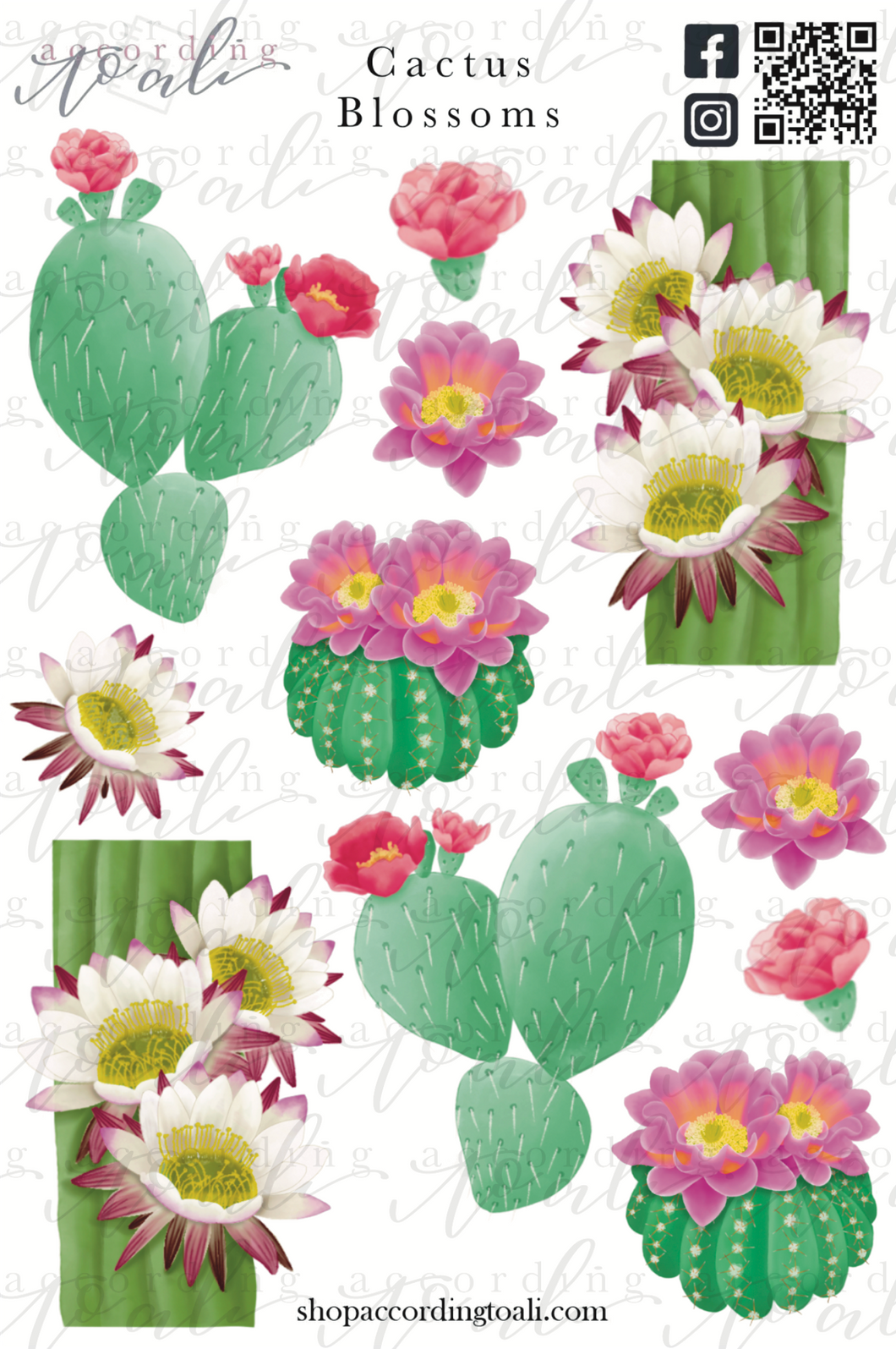 Cactus Blossoms Sticker Sheet