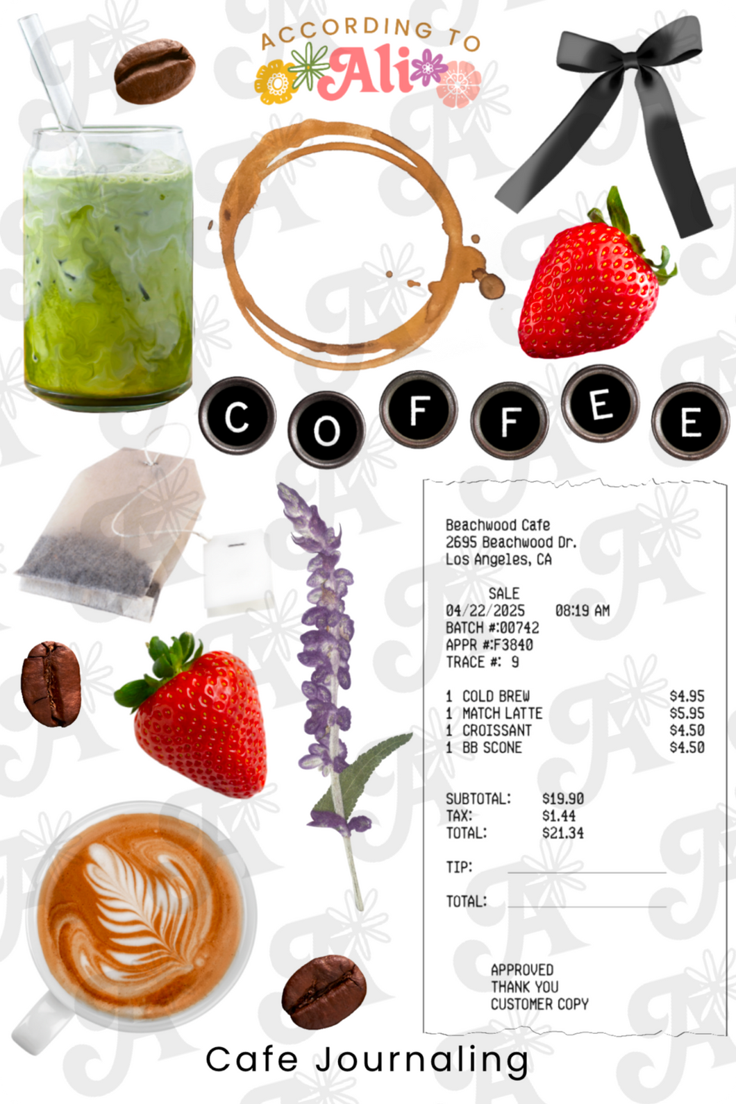 Cafe Journaling Sticker Sheet