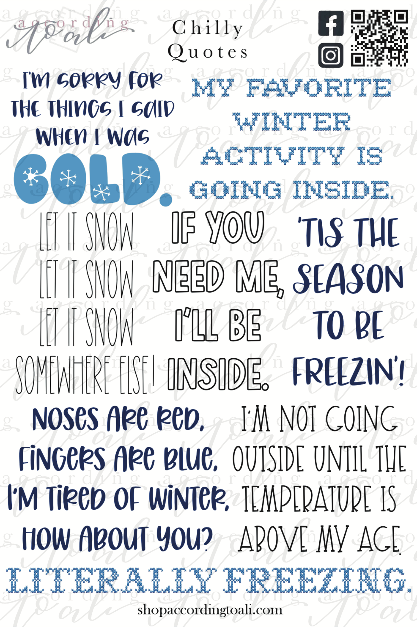 Chilly Quotes Sticker Sheet according to ali