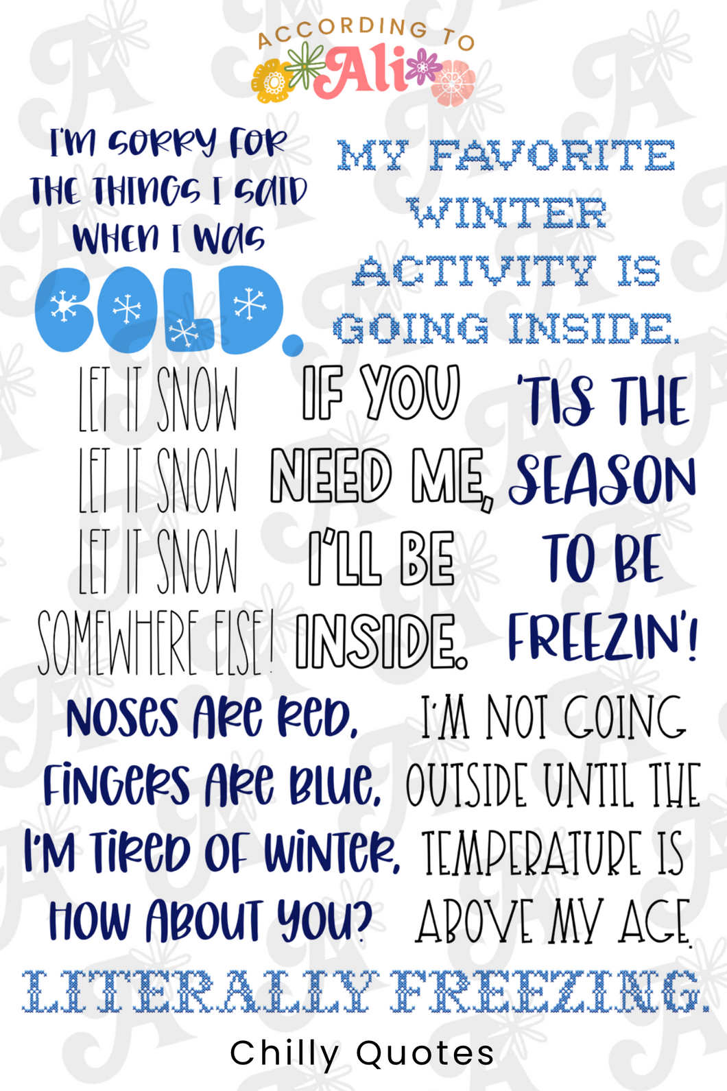 Chilly Quotes Sticker Sheet