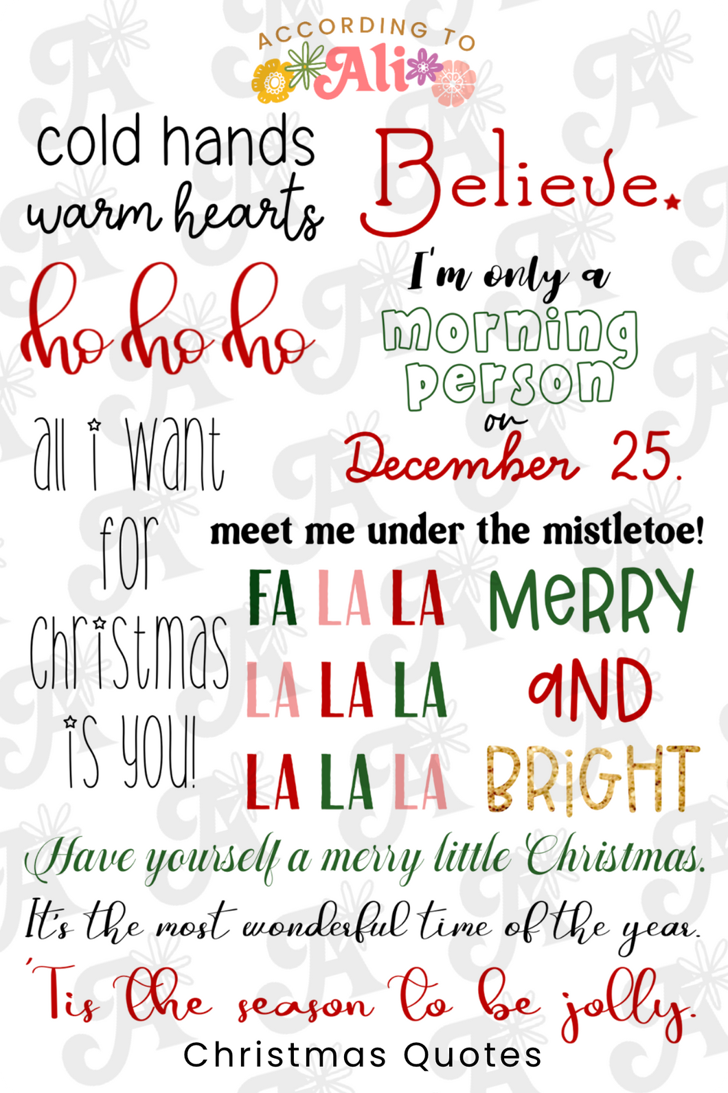 Christmas Quotes Sticker Sheet