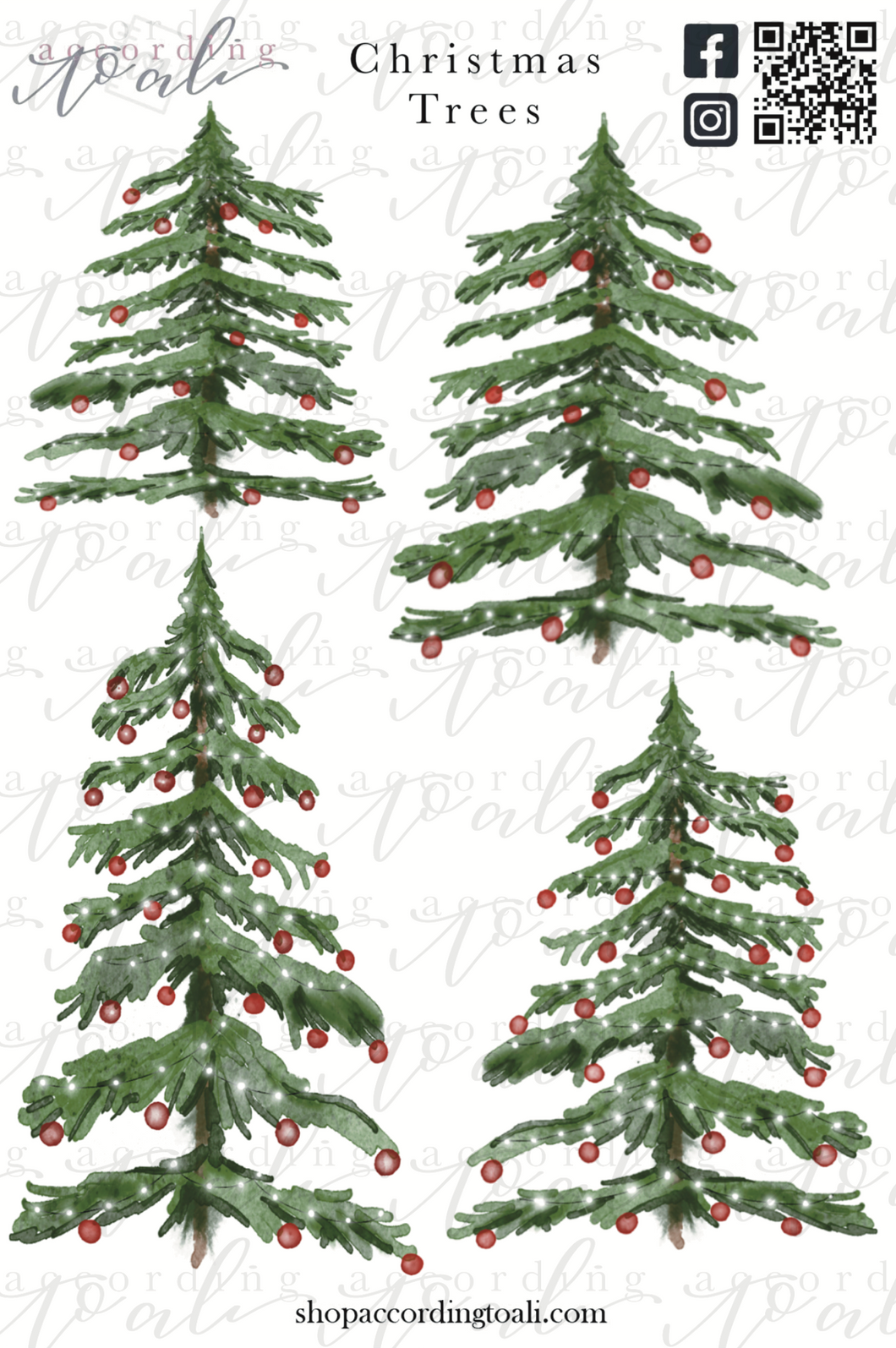 Christmas Trees Sticker Sheet
