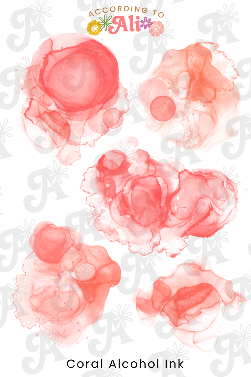 Coral Alcohol Ink Sticker Sheet