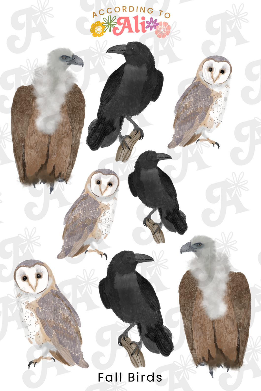 Fall Bird Printable Fall Birds Sticker Sheet – according to ali