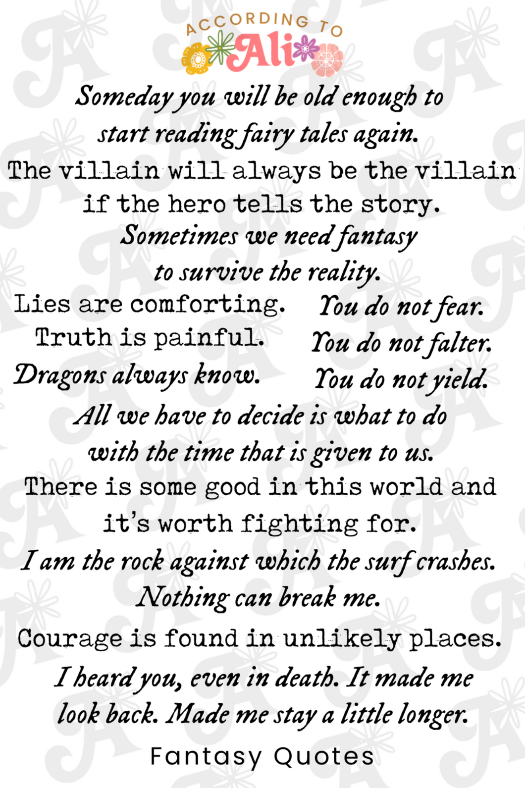 Fantasy Quotes Sticker Sheet
