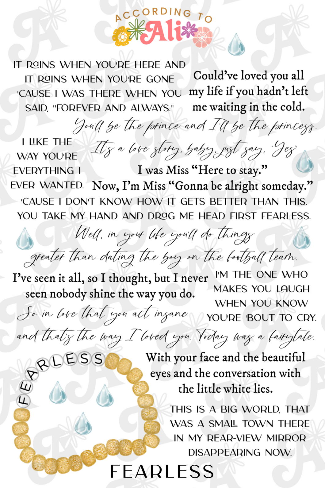 Fearless Lyrics Sticker Sheet