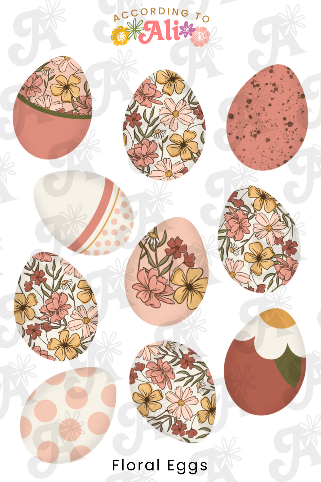 Floral Eggs Sticker Sheet