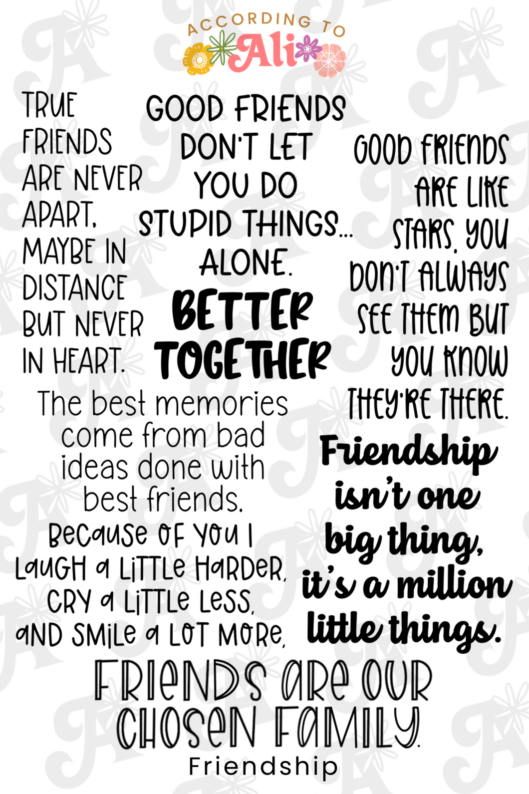 Friendship Quotes Sticker Sheet