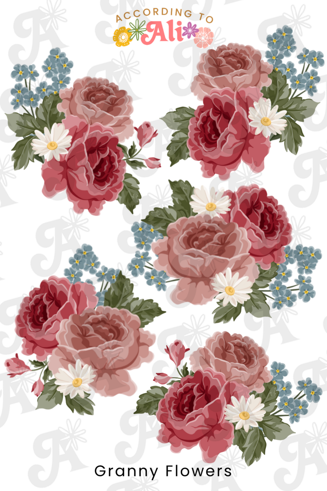Granny Flowers Sticker Sheet