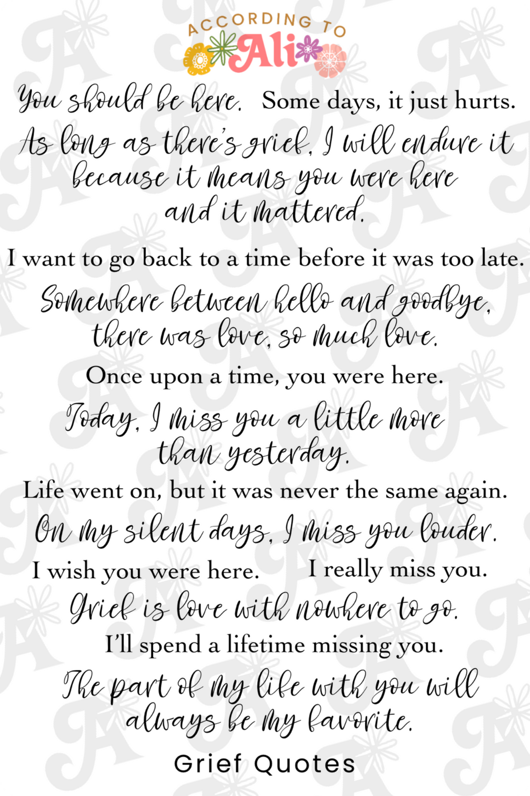 Grief Quotes Sticker Sheet