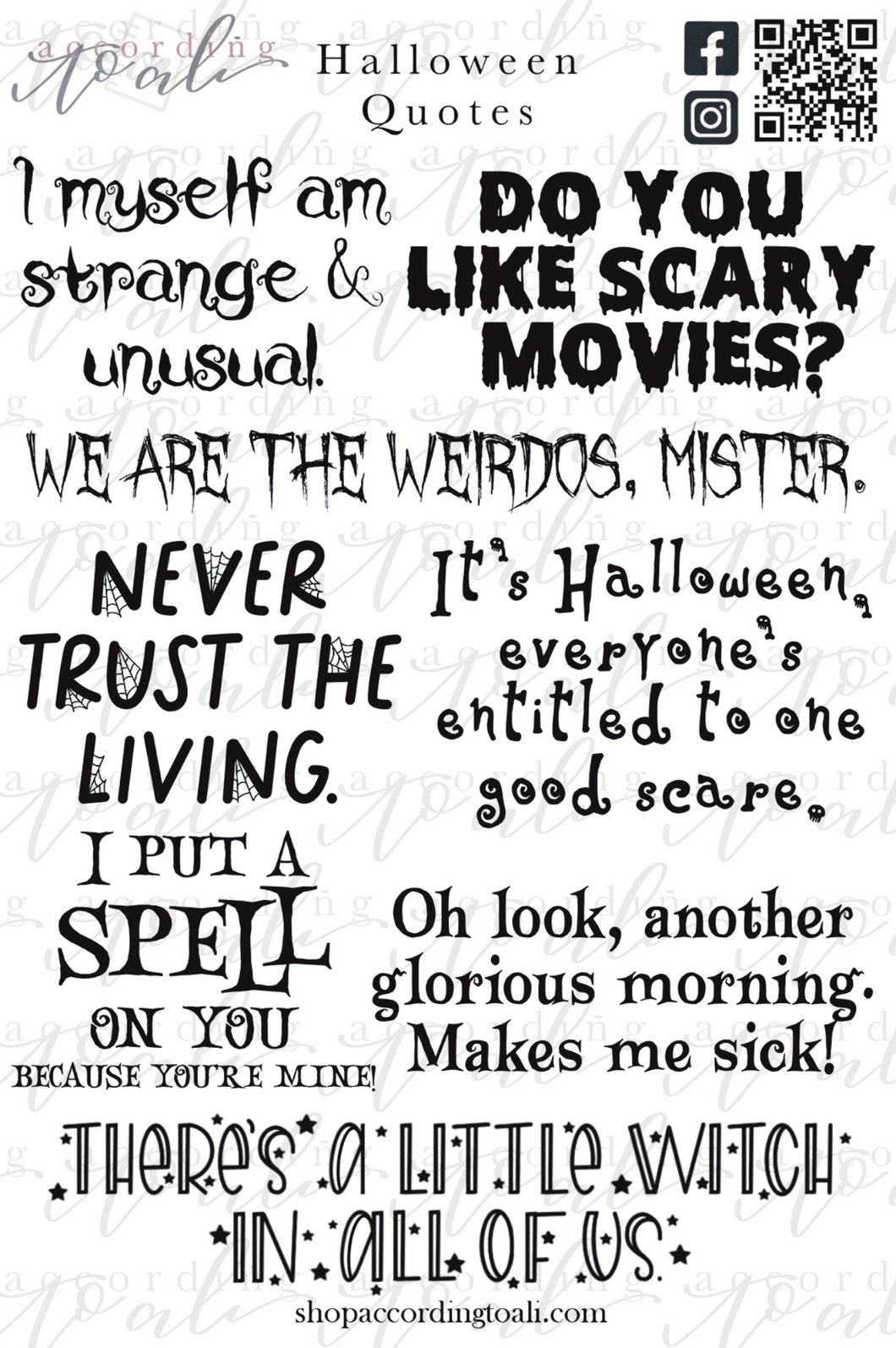 Halloween Quotes Sticker Sheet