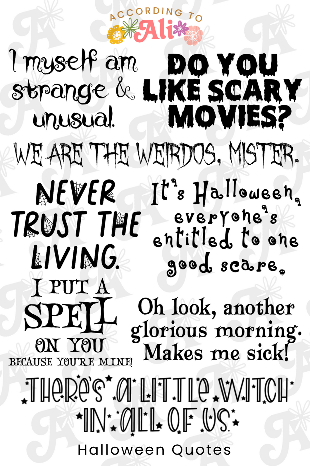 Halloween Quotes Sticker Sheet