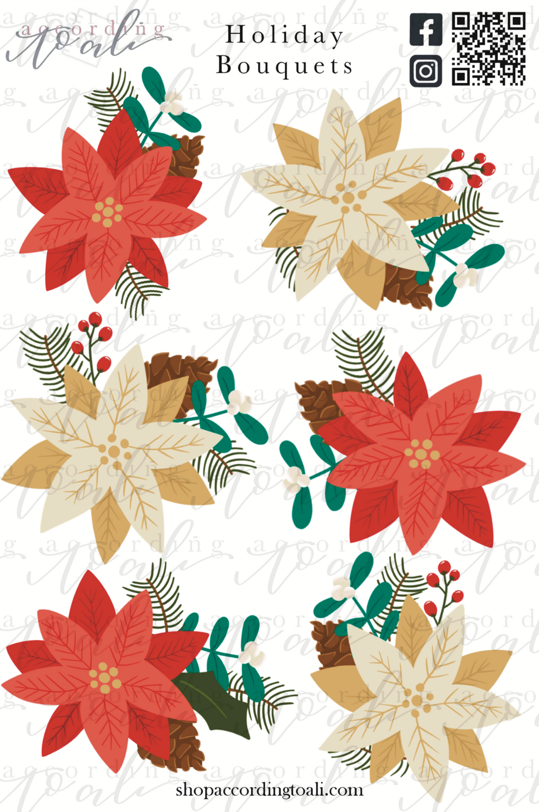 Holiday Bouquets Sticker Sheet