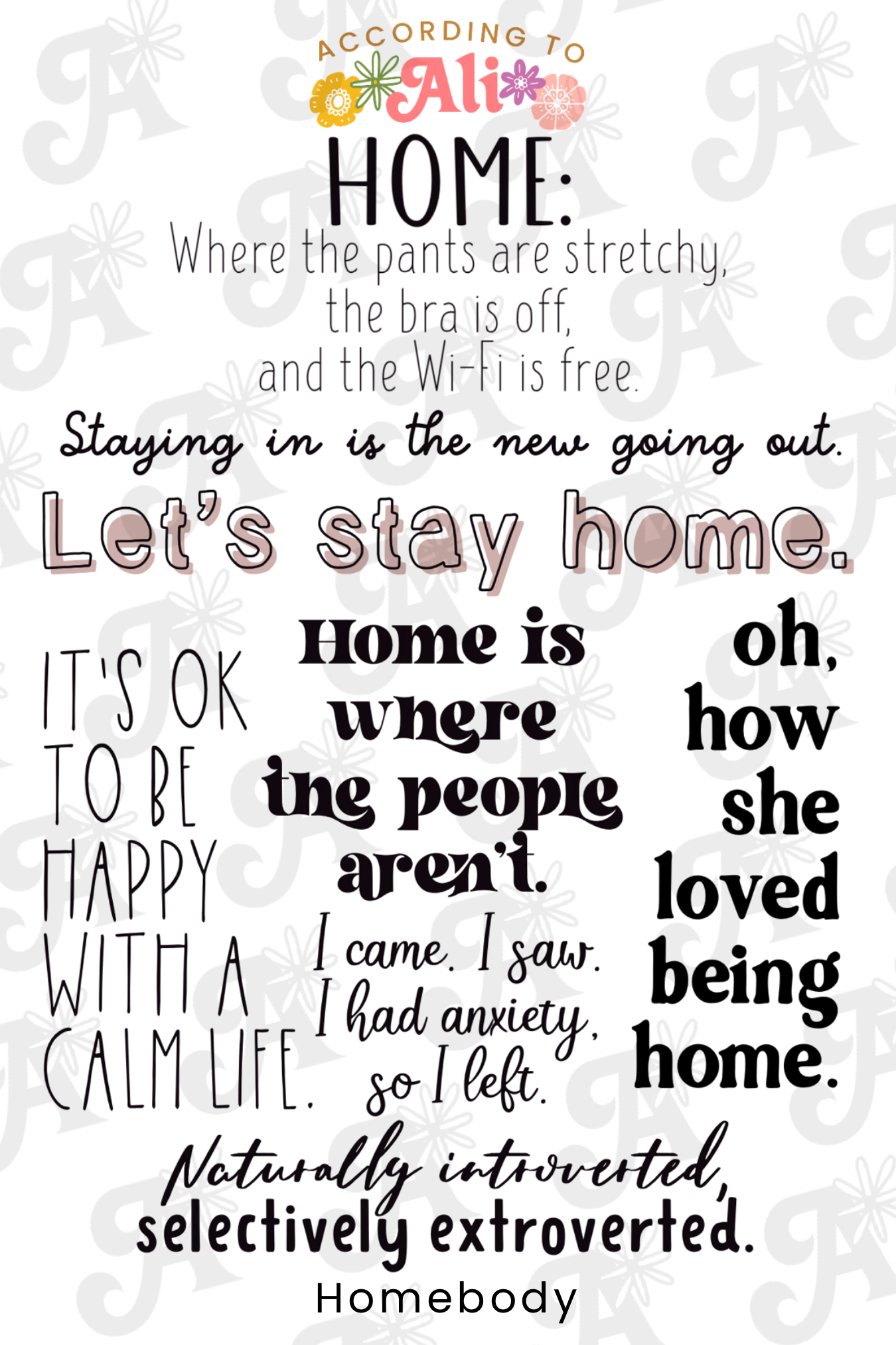 Homebody Sticker Sheet – according to ali