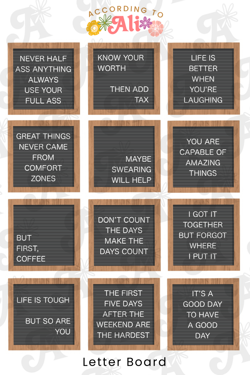 Letter Board Sticker Sheet