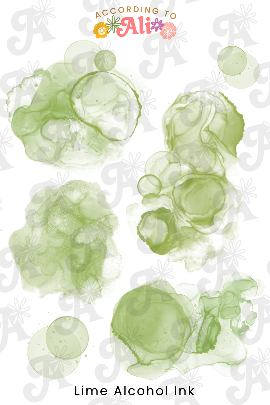 Lime Alcohol Ink Sticker Sheet