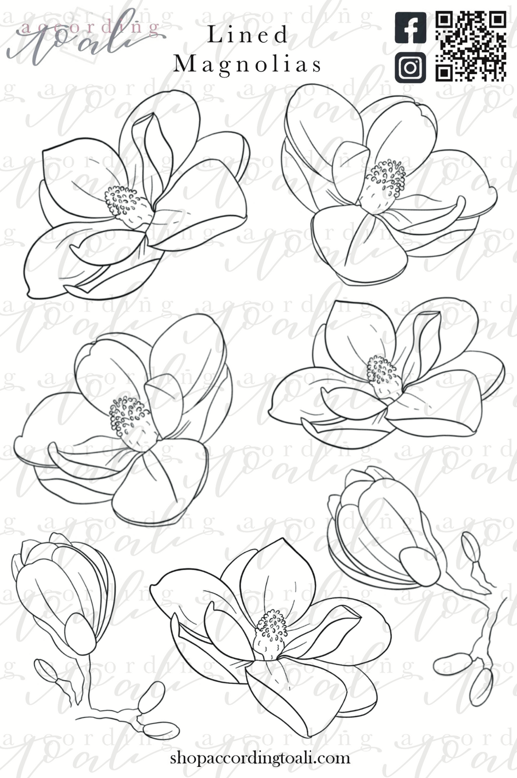 Lined Magnolias Sticker Sheet