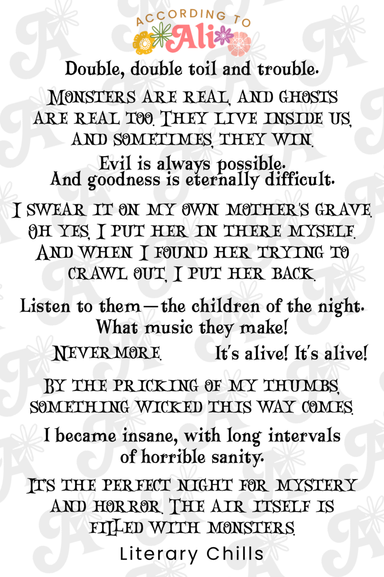 Literary Chills Sticker Sheet – according to ali