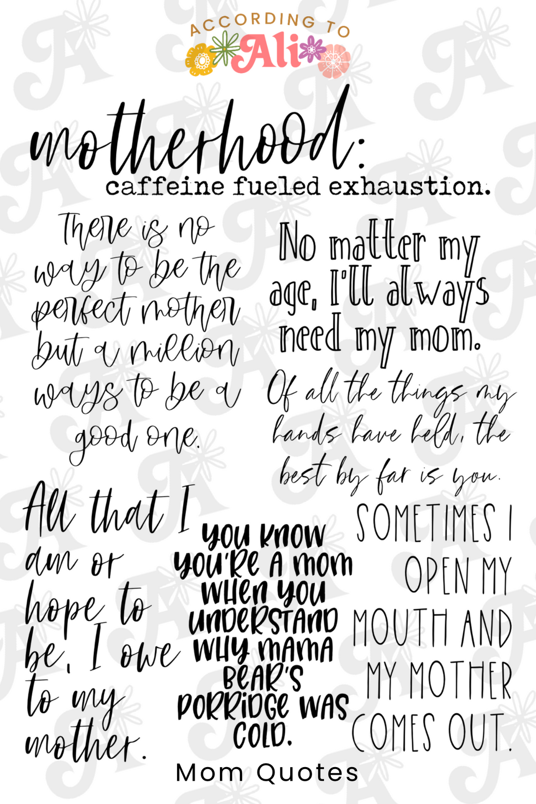 Mom Quotes Sticker Sheets