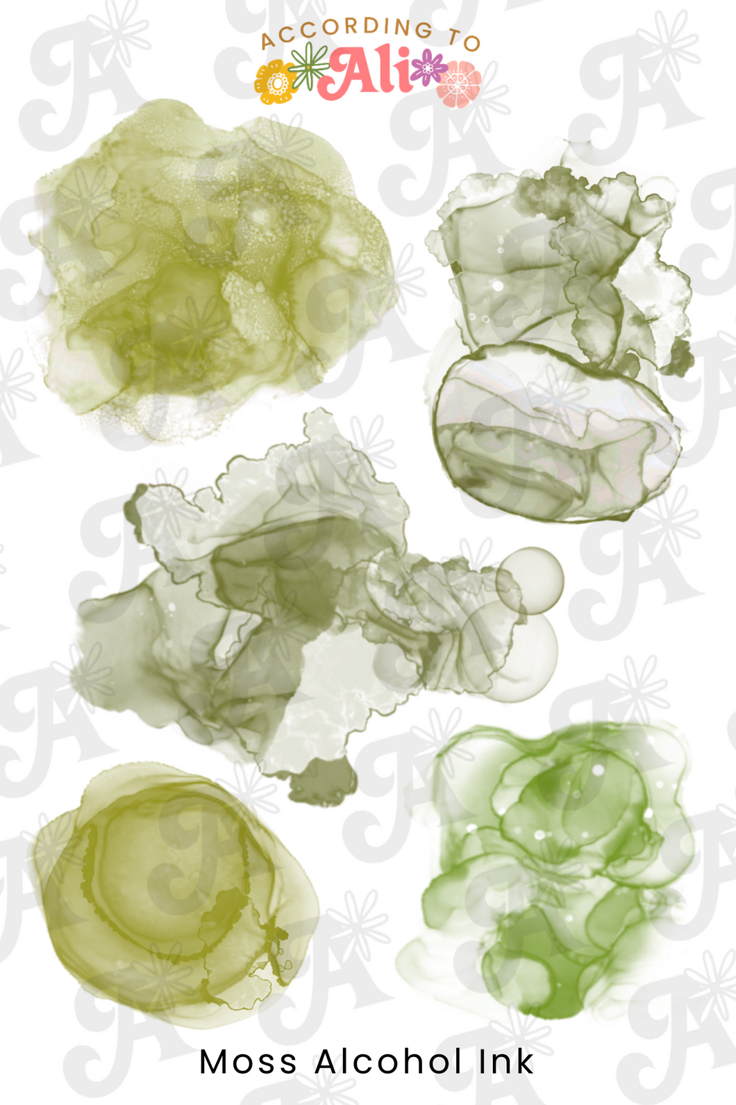 Moss Alcohol Ink Sticker Sheet