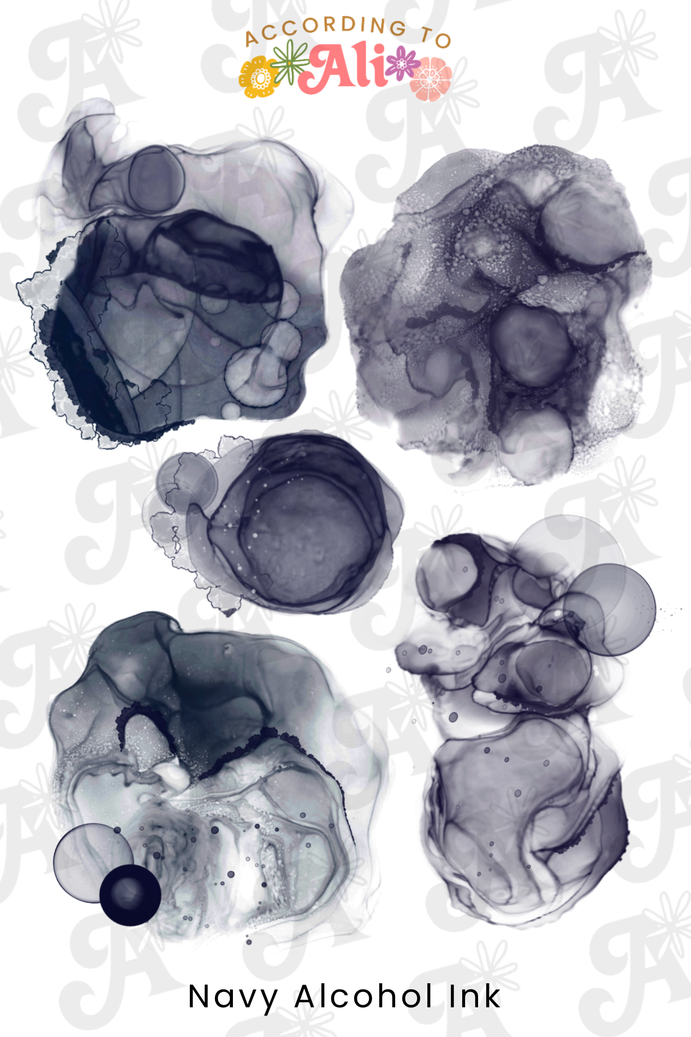 Navy Alcohol Ink Sticker Sheet – according to ali