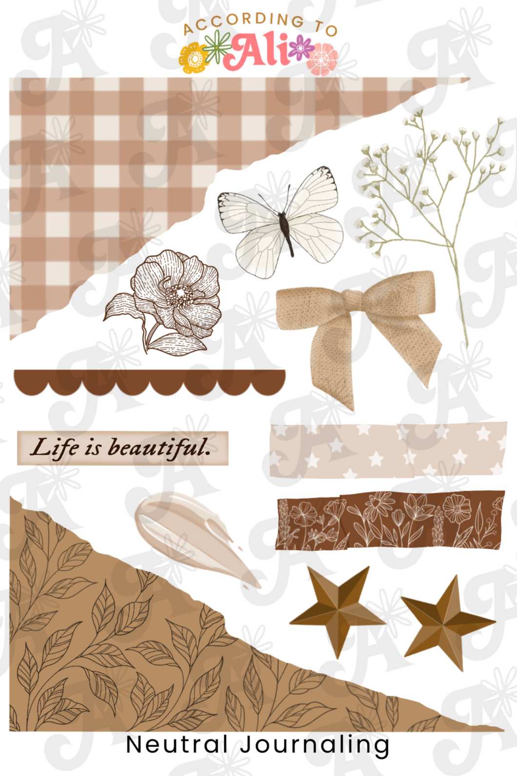 Neutral Journaling Sticker Sheet