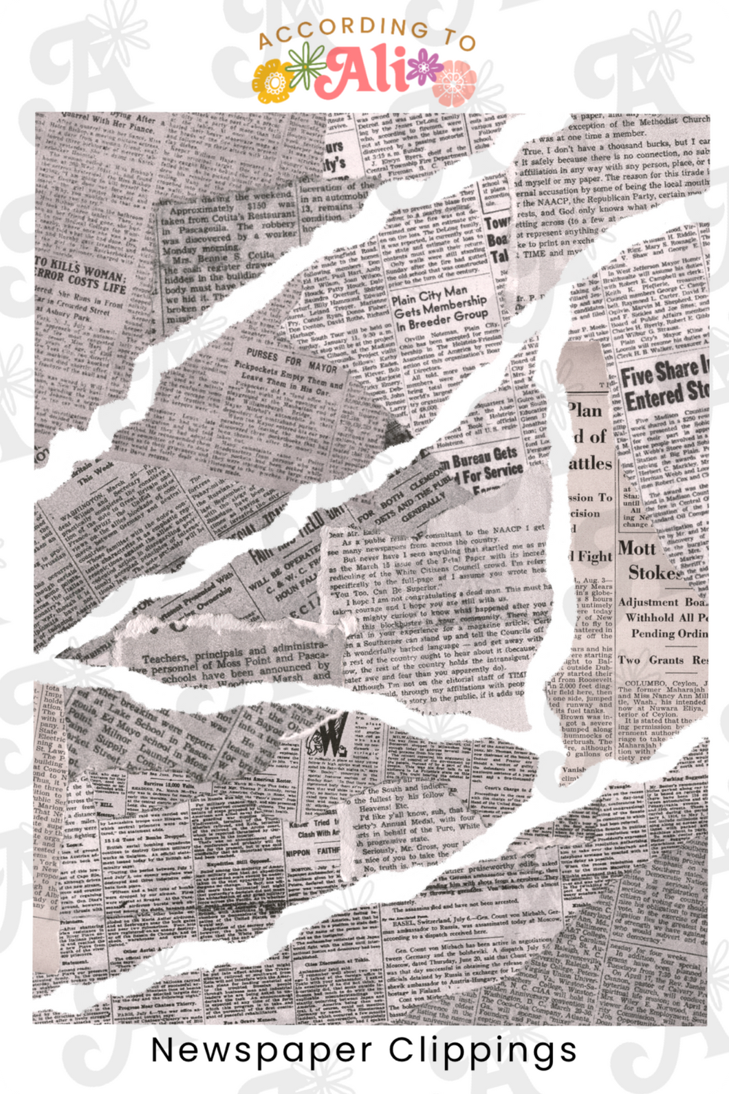 Newspaper Clippings Sticker Sheet