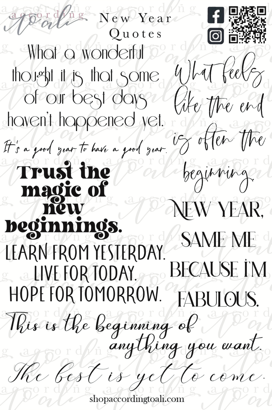 New Year Quotes Sticker Sheet