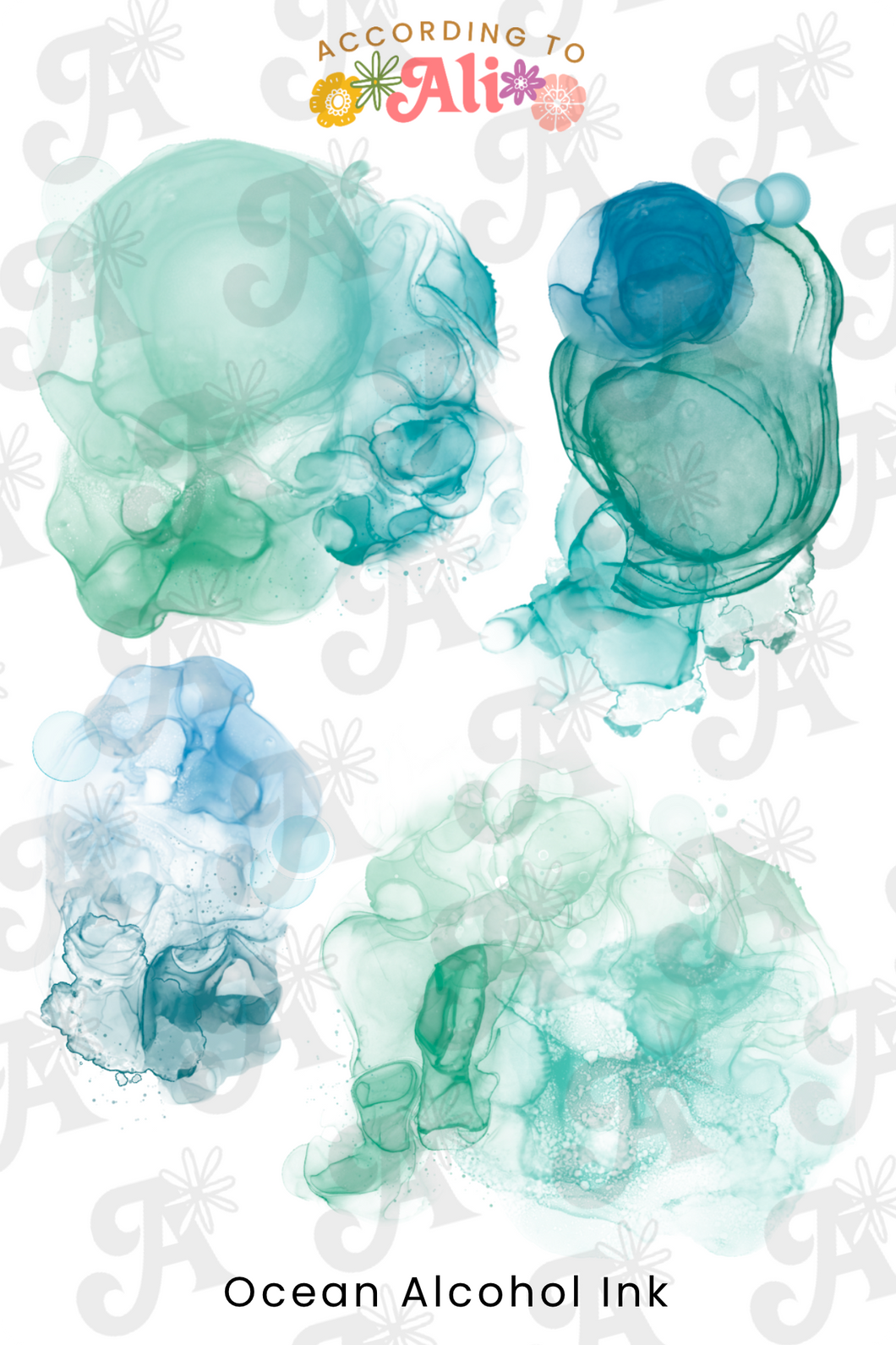 Ocean Alcohol Ink Sticker Sheets