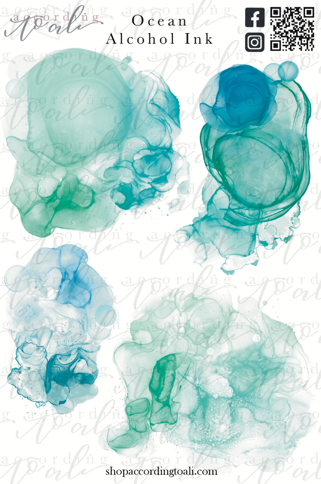 Ocean Alcohol Ink Sticker Sheets