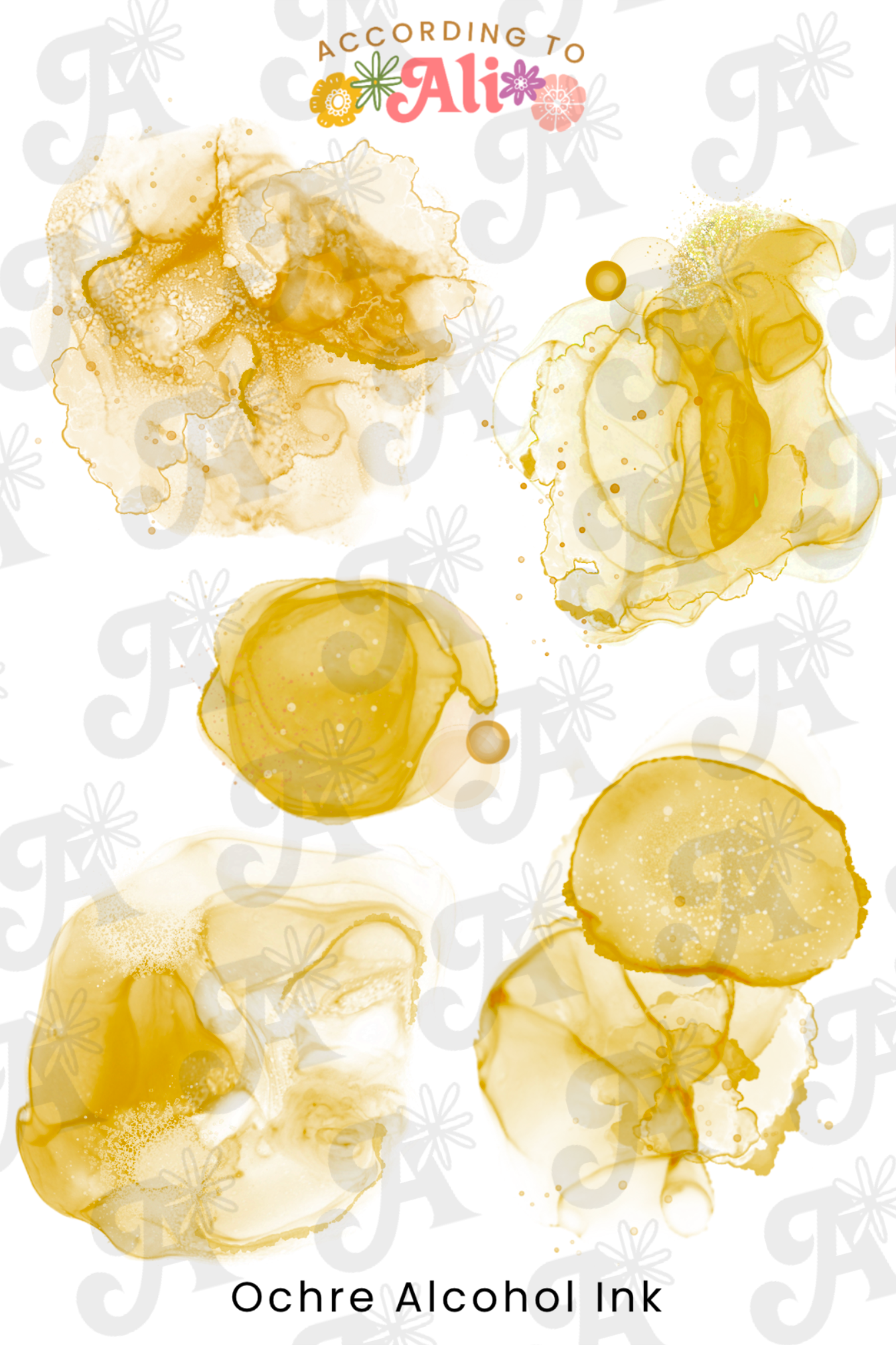 Ochre Alcohol Ink Sticker Sheet – according to ali
