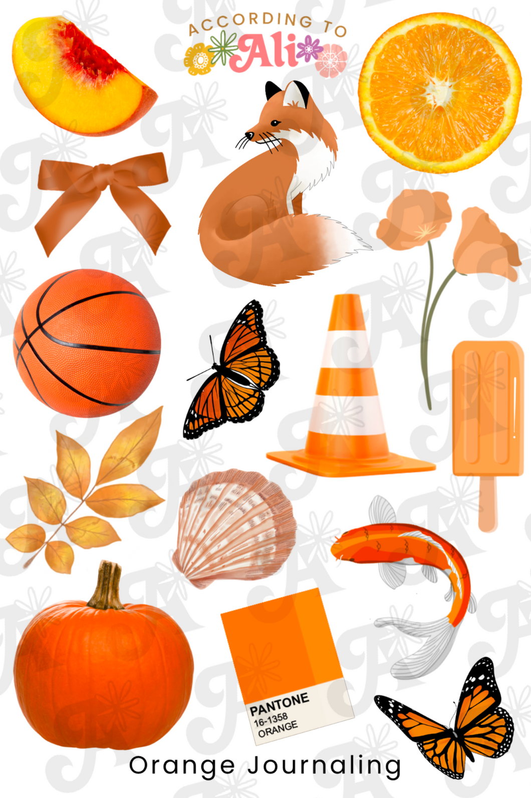 Orange Journaling Sticker Sheet