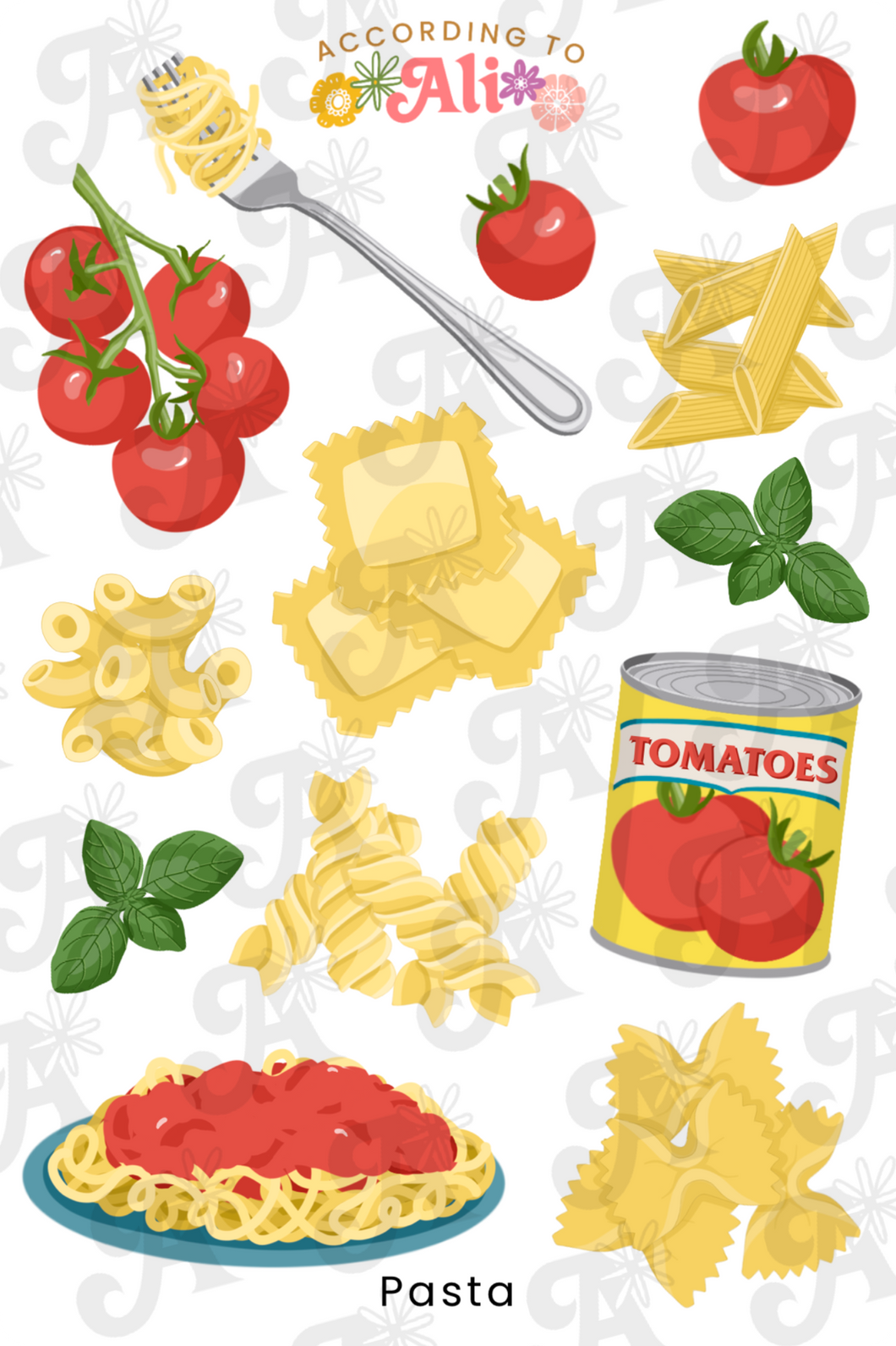 Pasta Sticker Real Pasta Sticker Sheet – according to ali