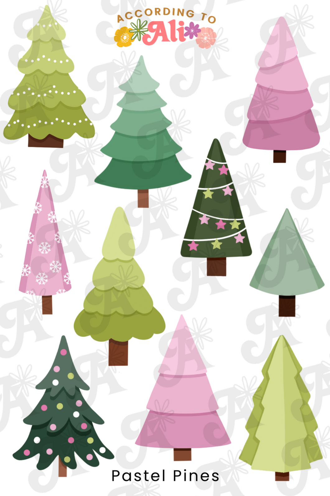 Pastel Pines Sticker Sheet