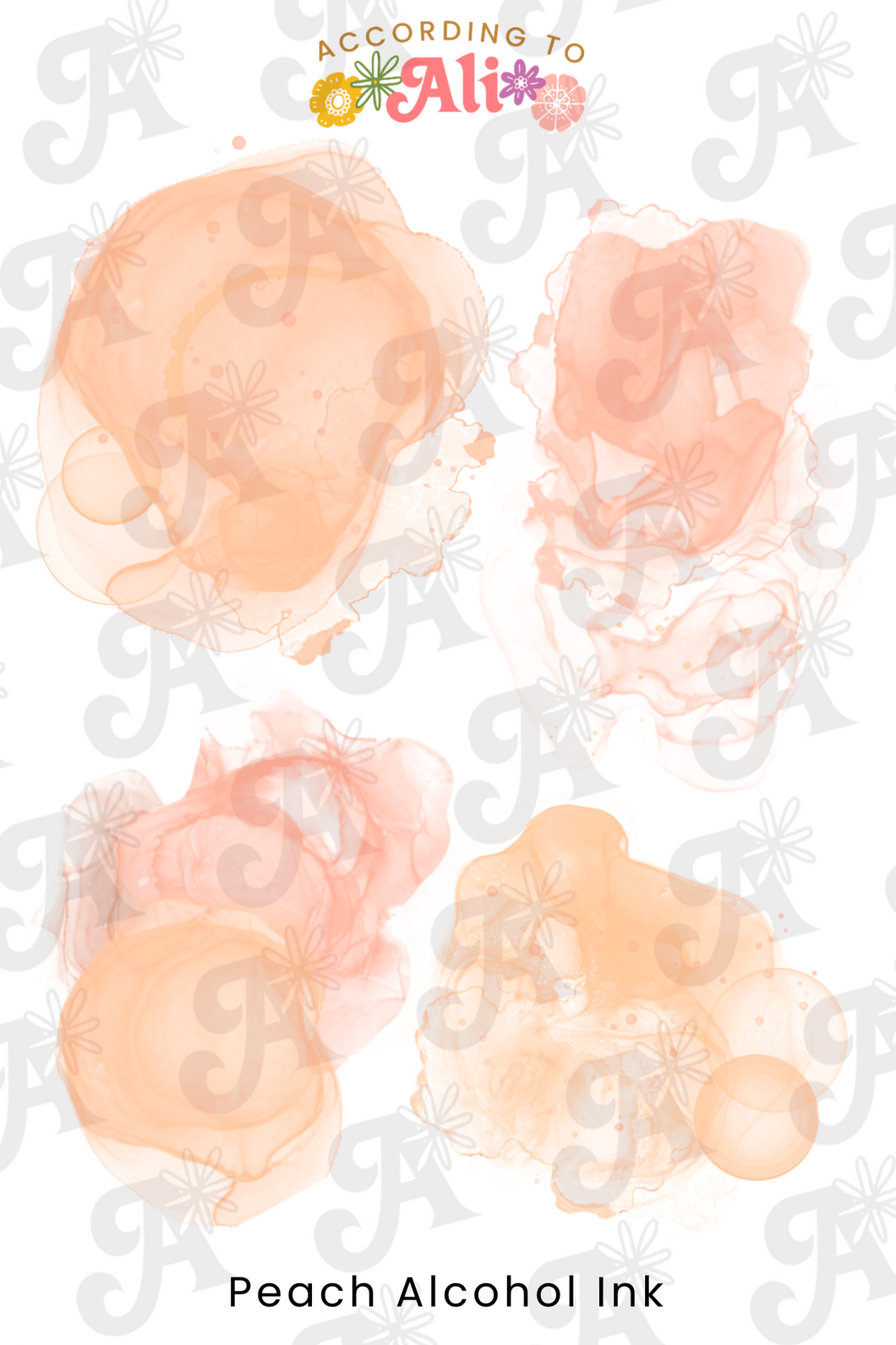 Peach Alcohol Ink Sticker Sheet