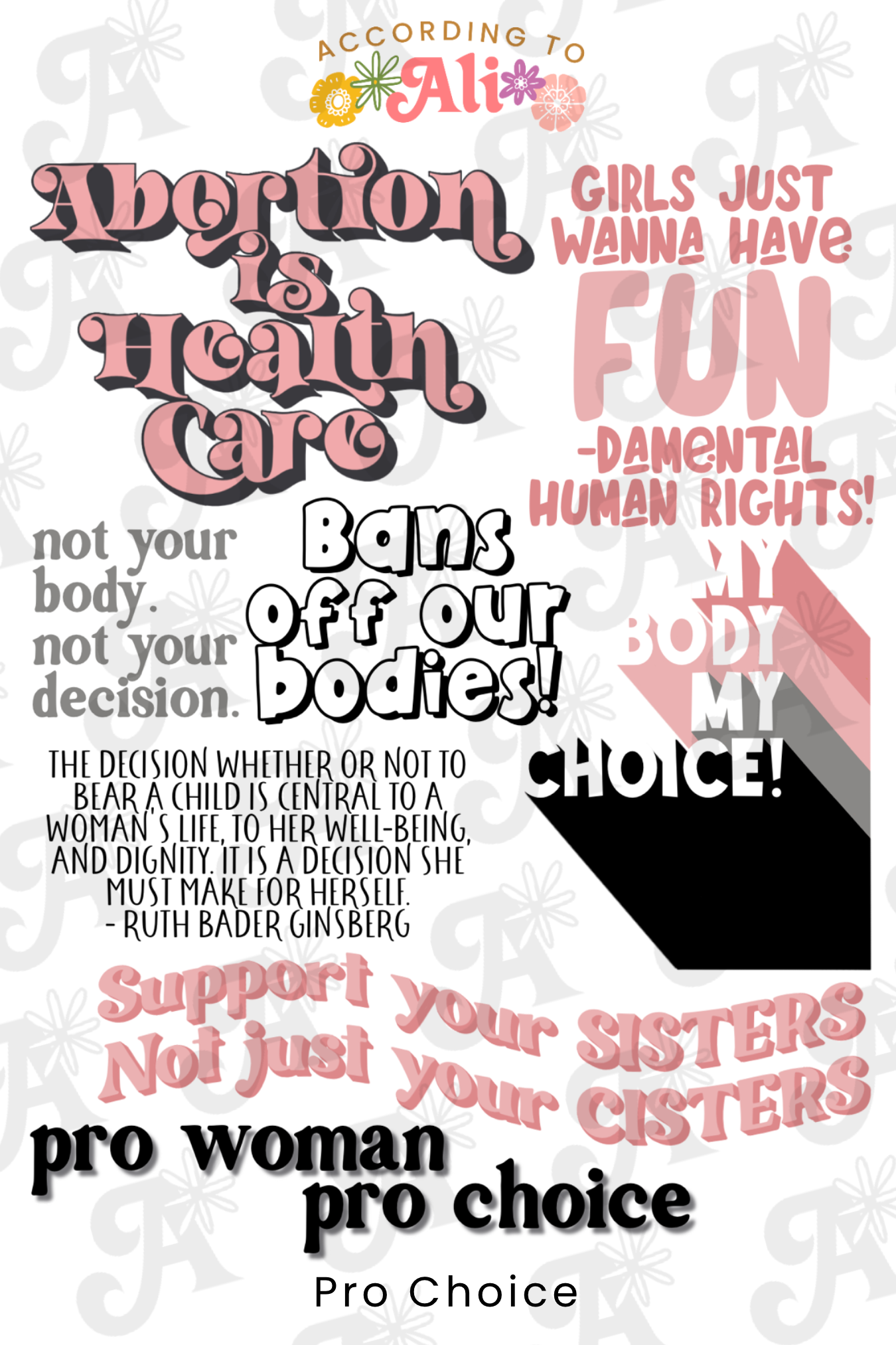 Pro Choice Sticker Sheet – according to ali