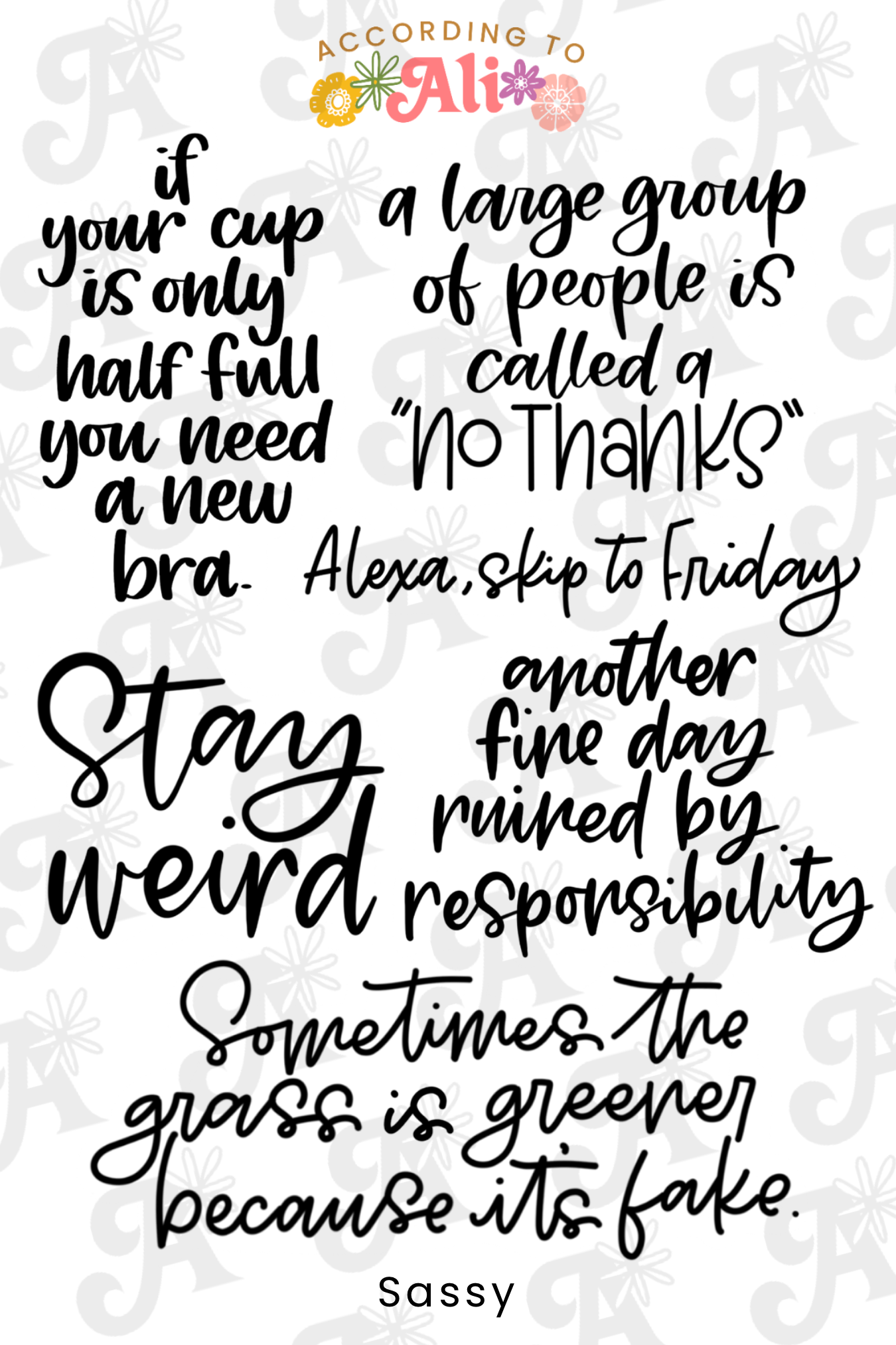 Sassy Sticker Sheet – according to ali