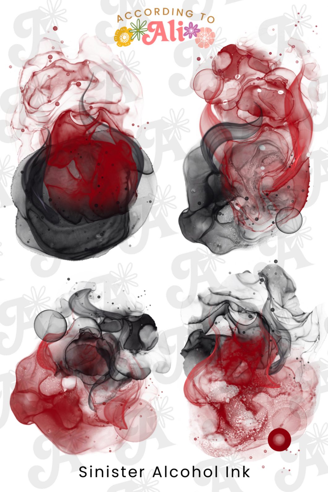 Sinister Alcohol Ink Sticker Sheet