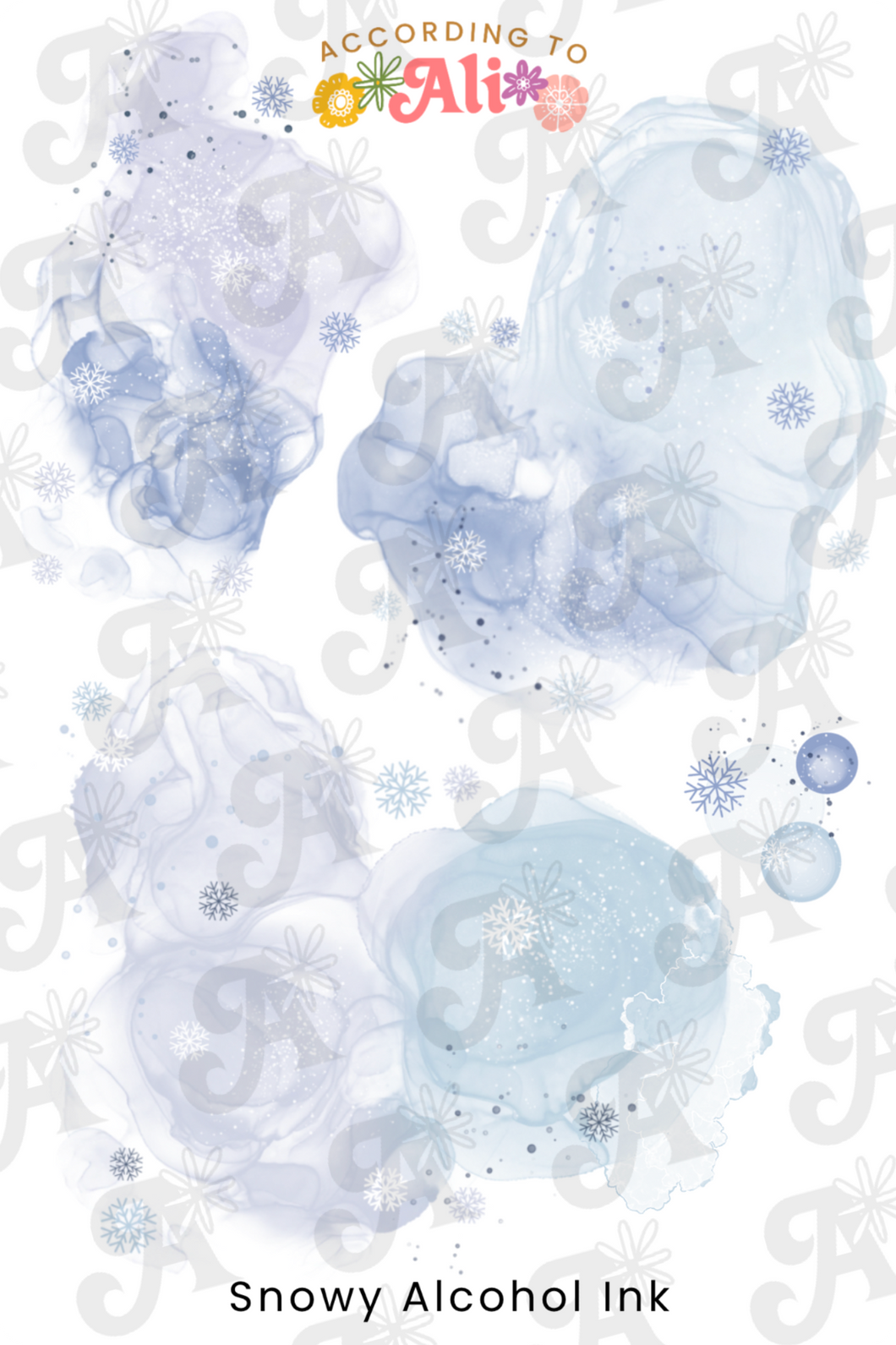 Snowy Alcohol Ink Sticker Sheet