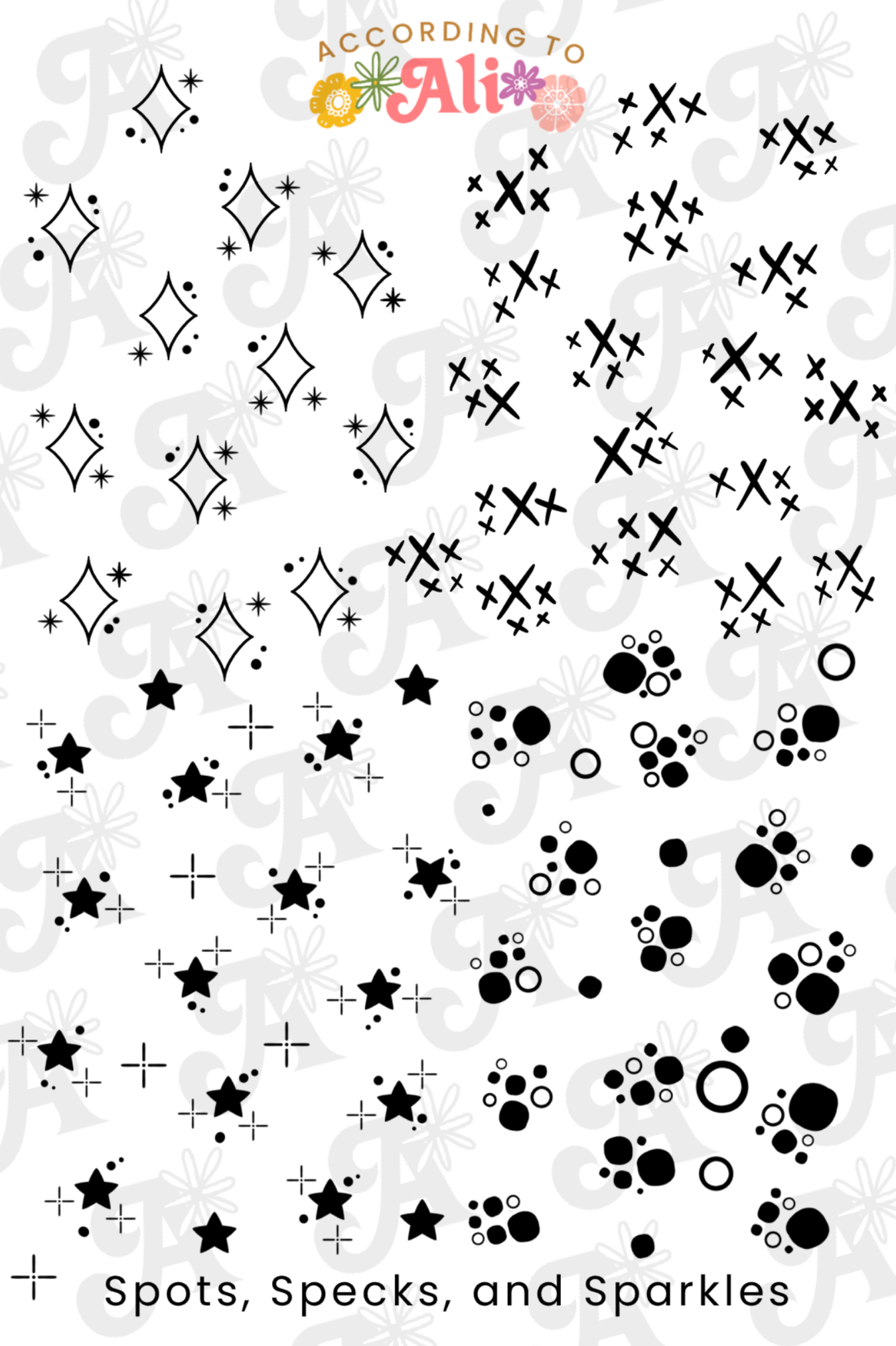 Spots, Specks, and Sparkles Sticker Sheet – according to ali